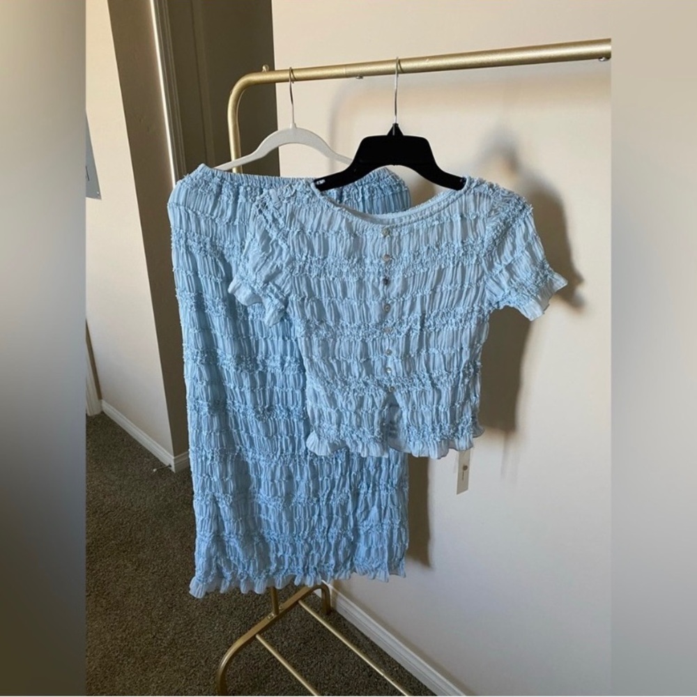 Cute Commense ruffle short sleeve & maxi skirt matching set NWT - Picture 3 of 6